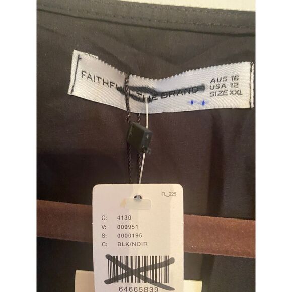 Anthropologie - Faithfull Deep-V Midi Dress black size 12 - Picture 6 of 11